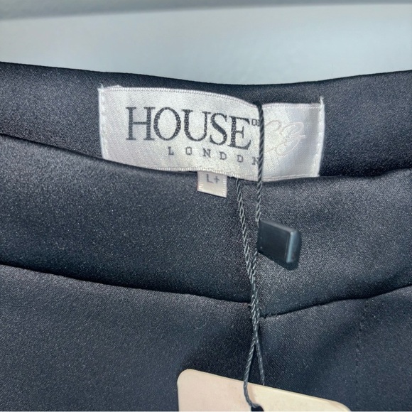 House of CB Amalia Black Satin Trousers | Size L+ - Picture 9 of 13